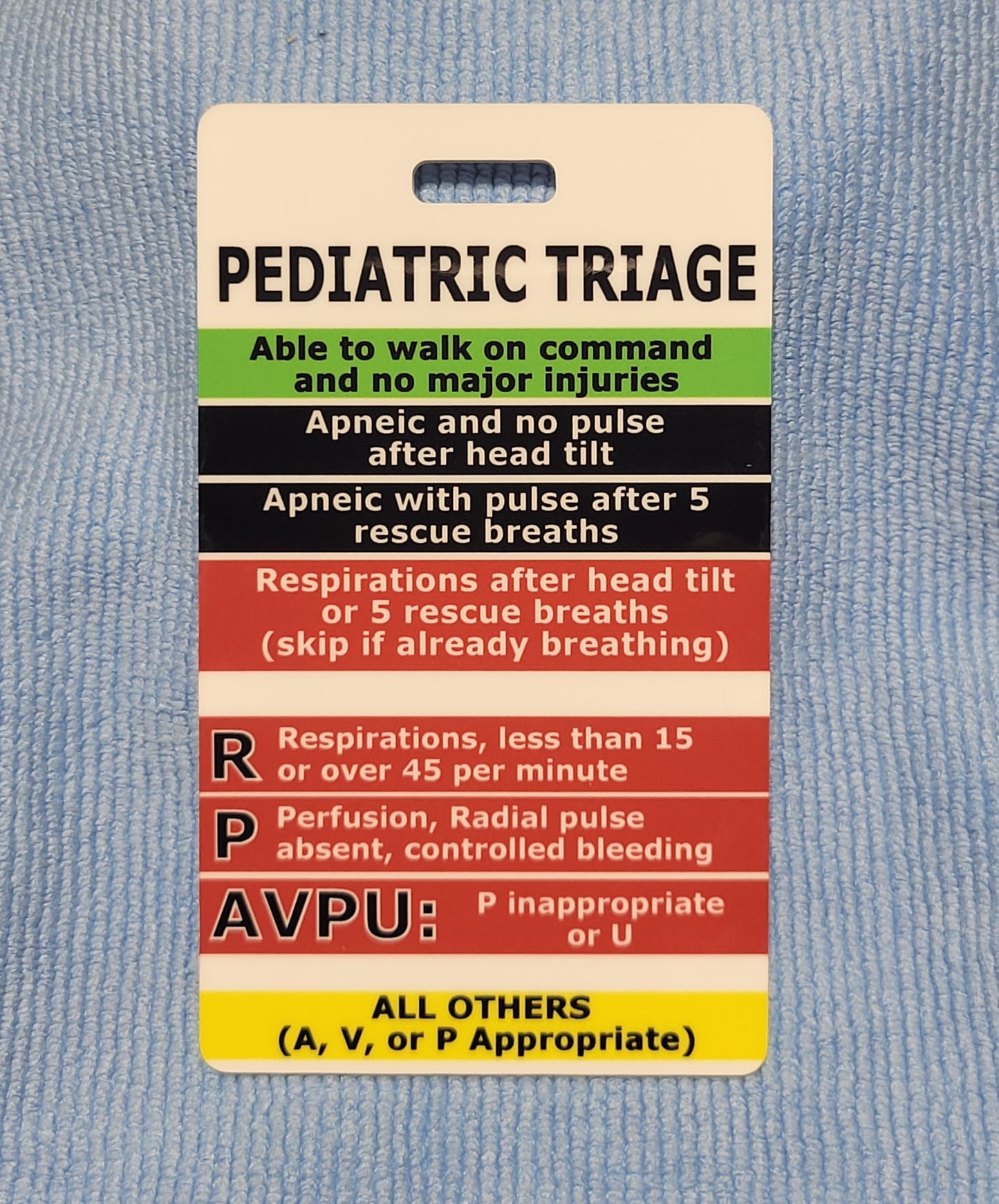 START triage and Pediatric Triage Gear Tags