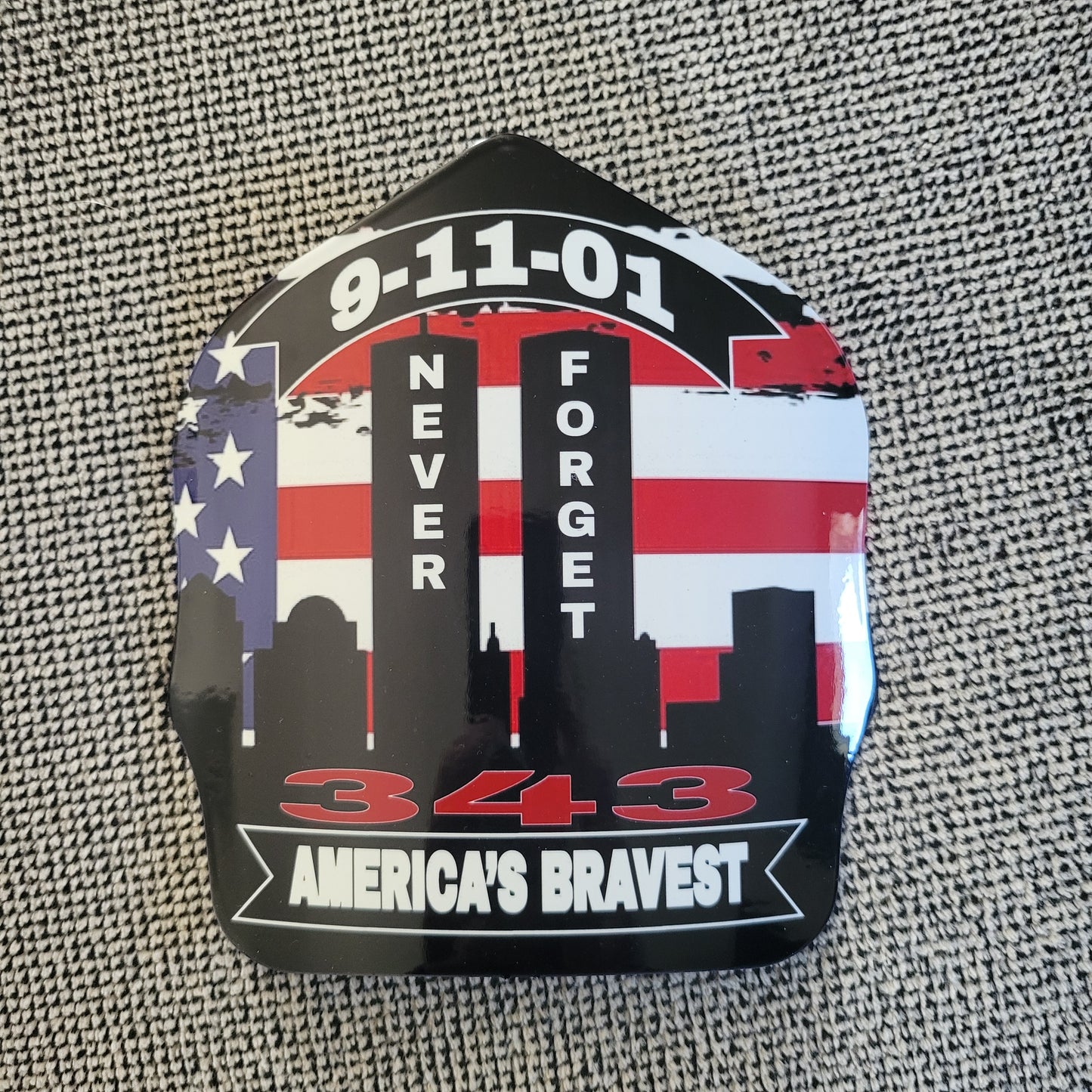 9-11 Tribute, American Flag firefighter helmet shield