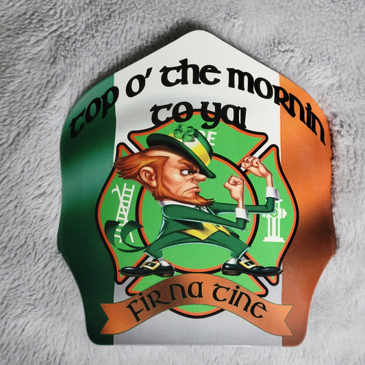 Firefighter helmet shield of the Month, St Patty's day, St Patrick"s day shield