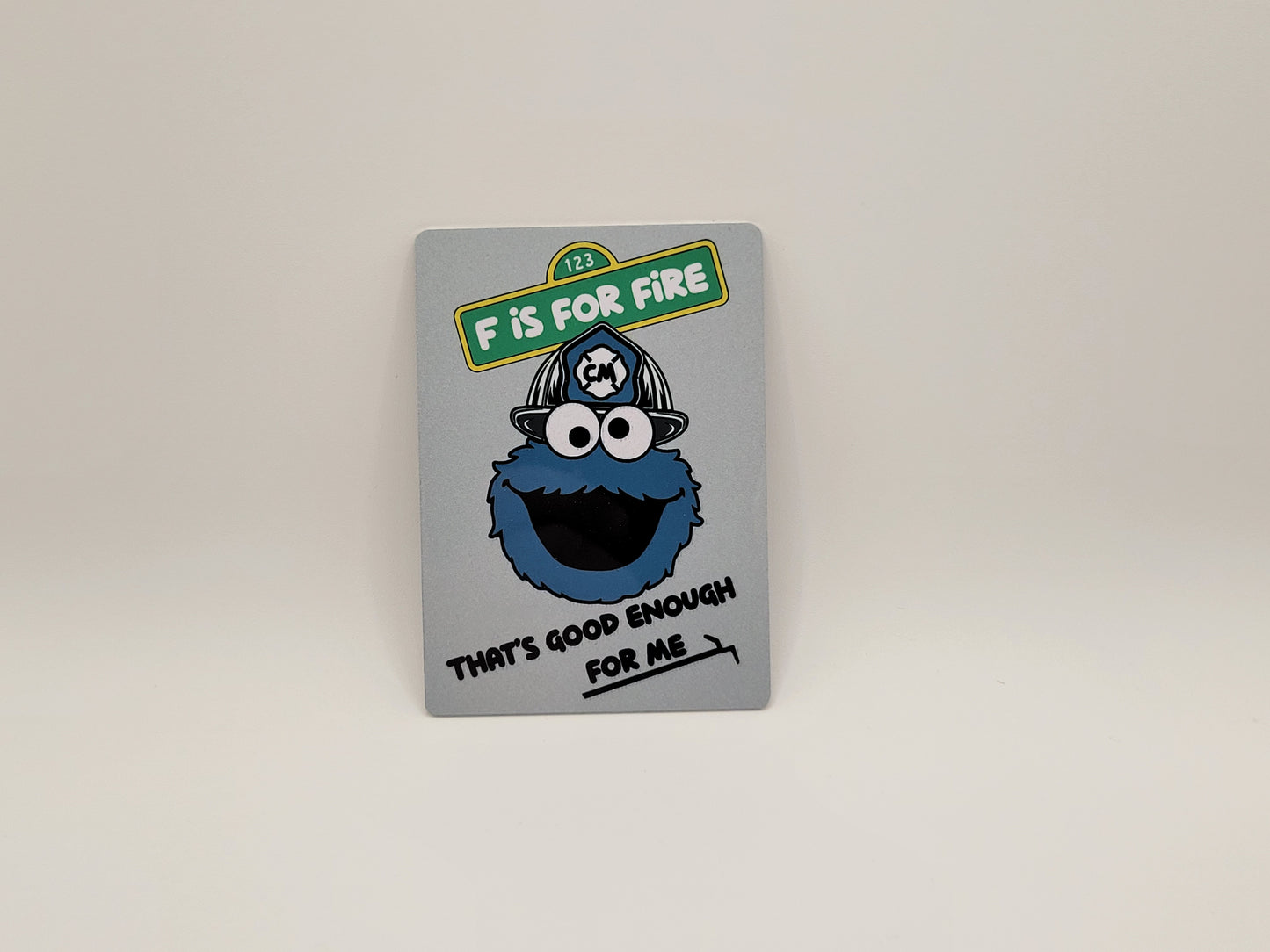 F is for fire, cookie monster playing card
