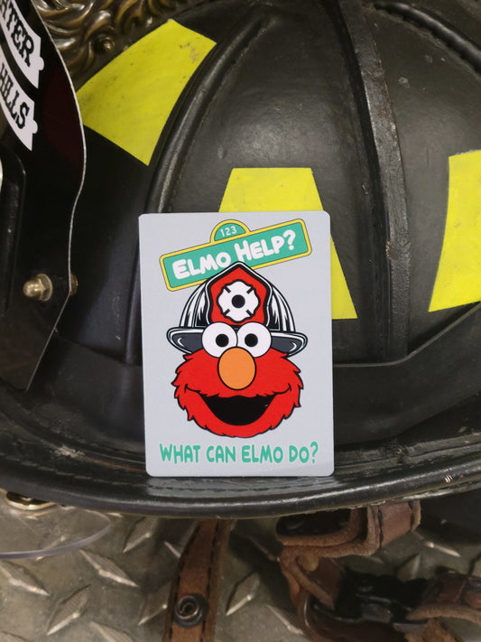 Elmo Help, Firefighter aluminum playing card. Firefighter gifts,  firefighter helmet card.   Magnet option available.