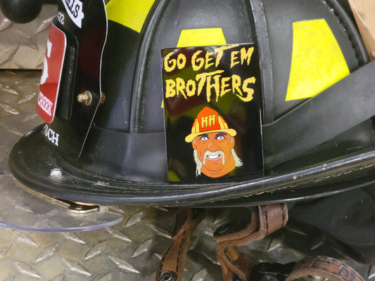 Go Get'em Brothers, Firefighter aluminum playing card. Firefighter gifts,  firefighter helmet card.   Magnet option available.