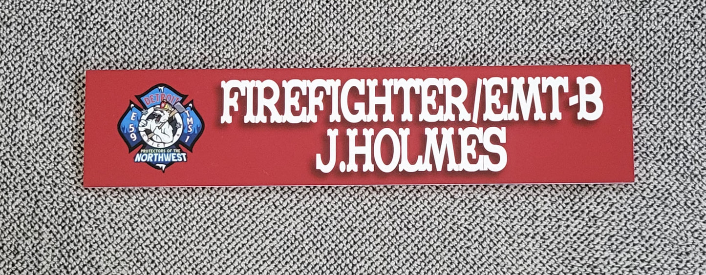 Turnout gear name plate