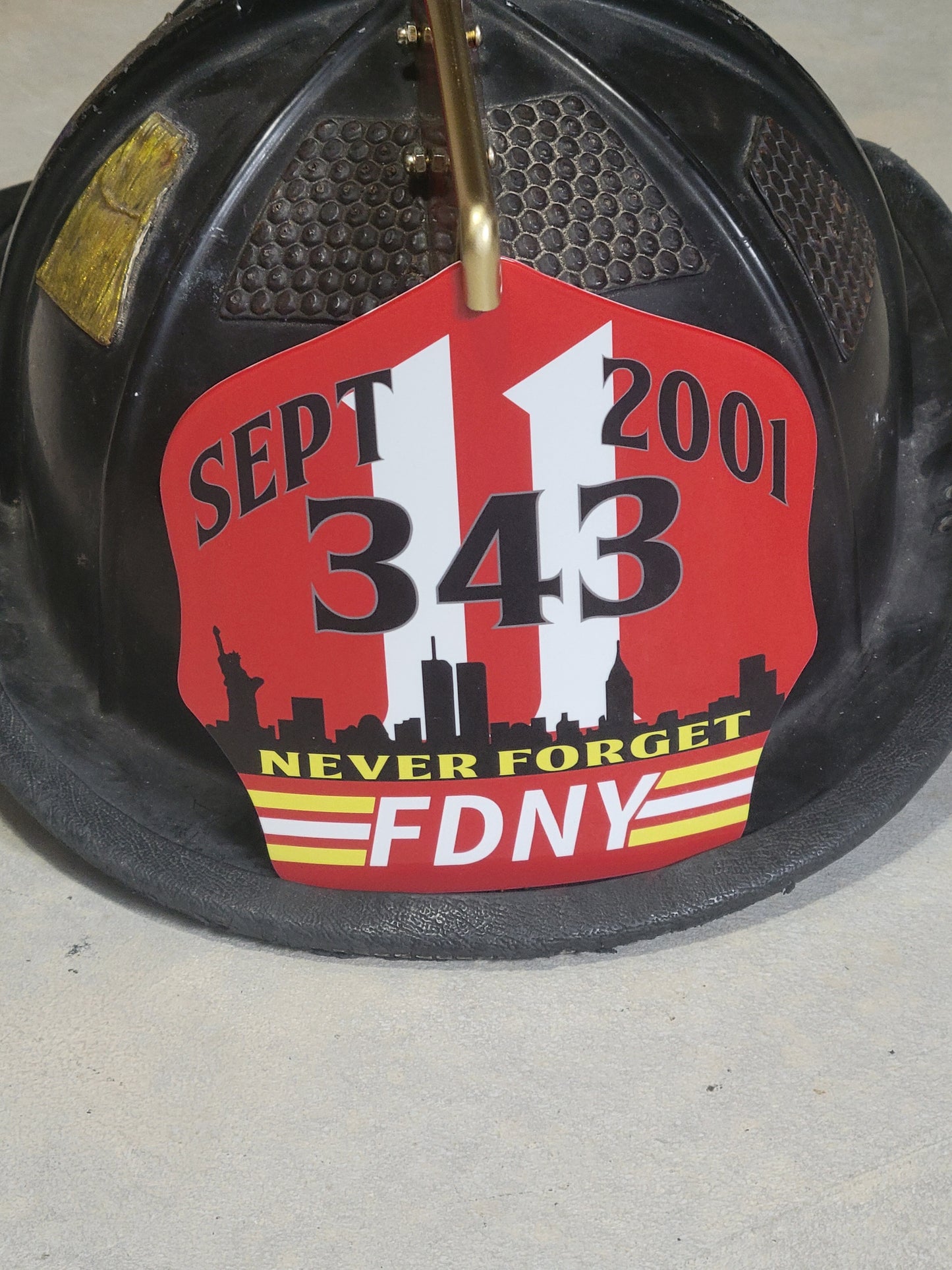 9-11 Tribute, FDNY, 343,  twin towers firefighter shield.