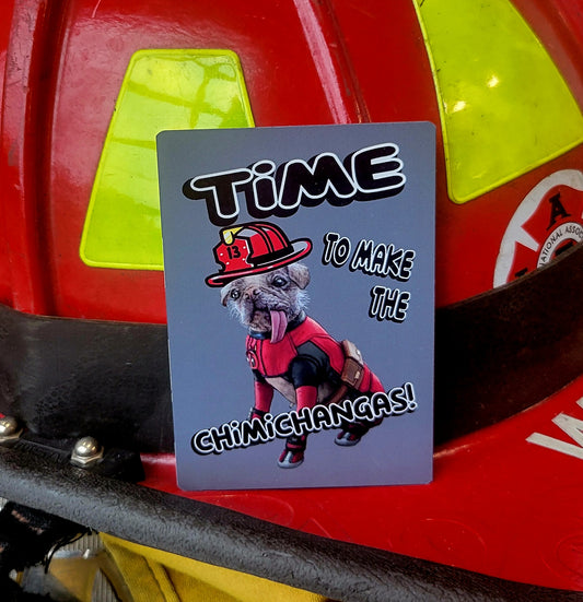 TIME to Make the Chimichangas! parody helmet card