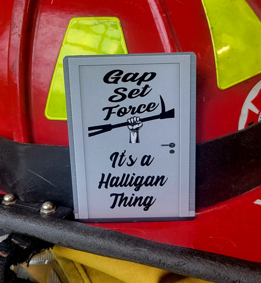 Gap, Set, Force, IT's a Halligan Thing parody helmet card