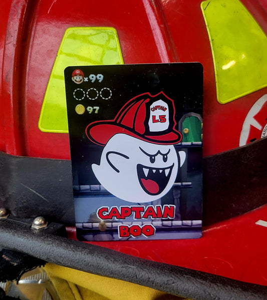 Captain Boo parody helmet card