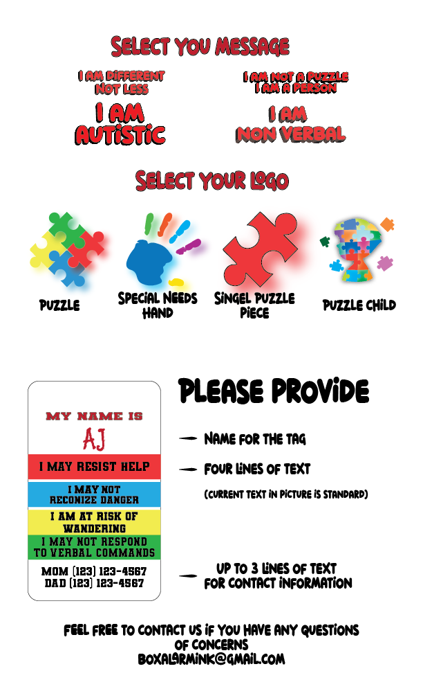 Autism, Speical Needs Tags