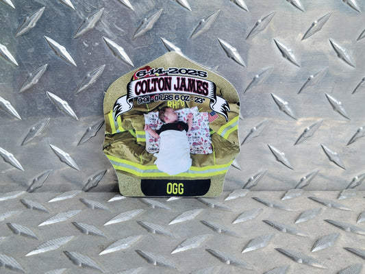 Custom Firefighter MINI helmet shields. 3.5x3.5" thick aluminum