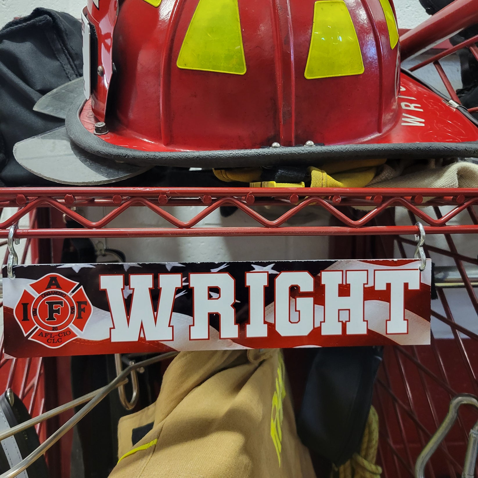 Turnout gear name plate, custom made locker plate, gear rack, firefigh