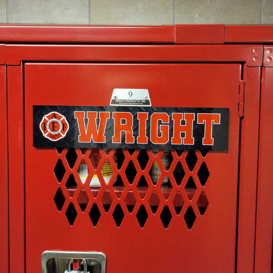 MAGNETIC Locker Plates.  NEW police design, thin blue line flag background