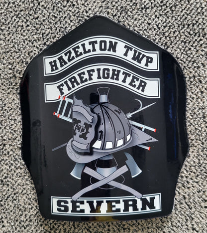 Custom made fire helmet sheilds