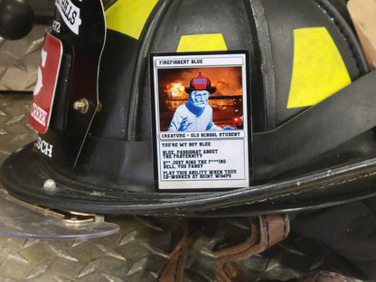 Bundle of three (3) firefighter metal playing cards.