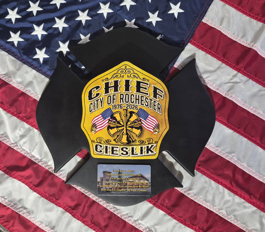 Custom Firefighter Shield Maltese Award Plaque